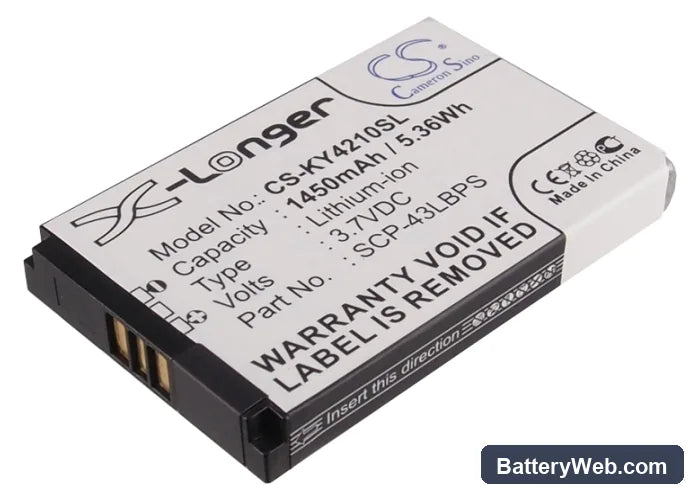 Kyocera DuraMax Replacement Battery, 3.7V, 1450mAh, Li-ion 1