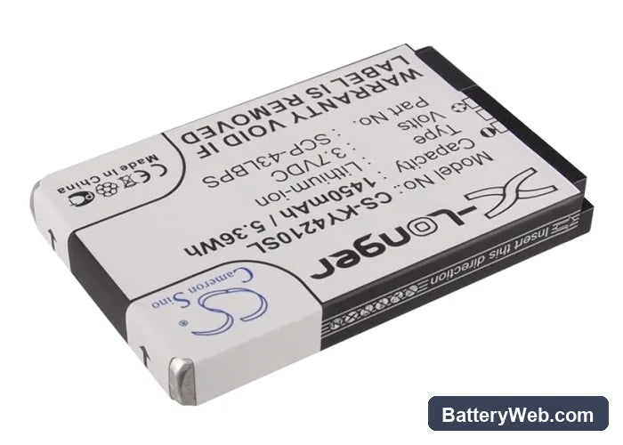 Kyocera DuraMax Replacement Battery, 3.7V, 1450mAh, Li-ion 2