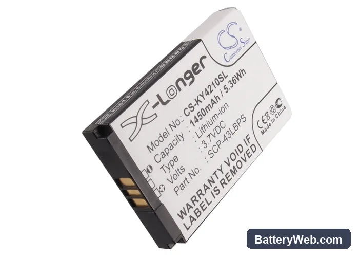 Kyocera DuraMax Replacement Battery, 3.7V, 1450mAh, Li-ion 5