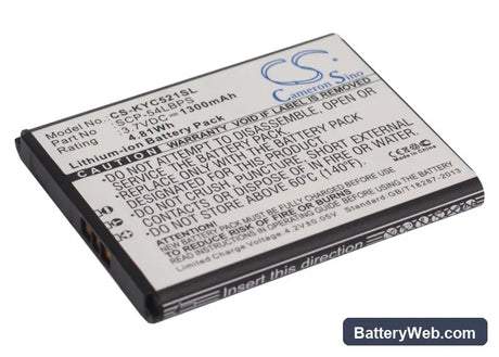 Kyocera Hydro Edge Replacement Battery, 3.7V, 1300mAh, Li-ion 1