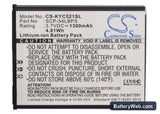 Kyocera Hydro Edge Replacement Battery, 3.7V, 1300mAh, Li-ion 5
