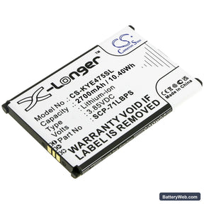 Kyocera DuraTR Replacement Battery, 3.85V, 2700mAh, Li-ion 1