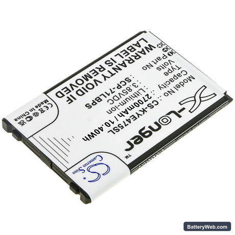 Kyocera DuraTR Replacement Battery, 3.85V, 2700mAh, Li-ion 2
