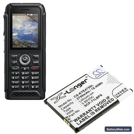 Kyocera DuraTR Replacement Battery, 3.85V, 2700mAh, Li-ion 4
