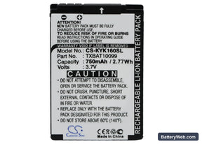 Kyocera KX13 Replacement Battery, 3.7V, 750mAh, Li-ion 1
