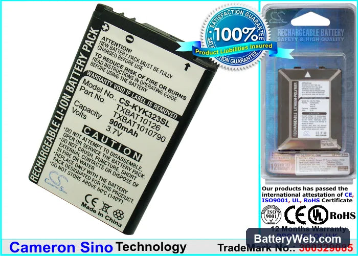 Kyocera K322 Replacement Battery, 3.7V, 900mAh, Li-ion 1
