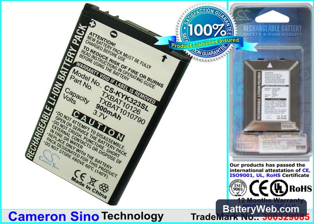Kyocera K322 Replacement Battery, 3.7V, 900mAh, Li-ion 1
