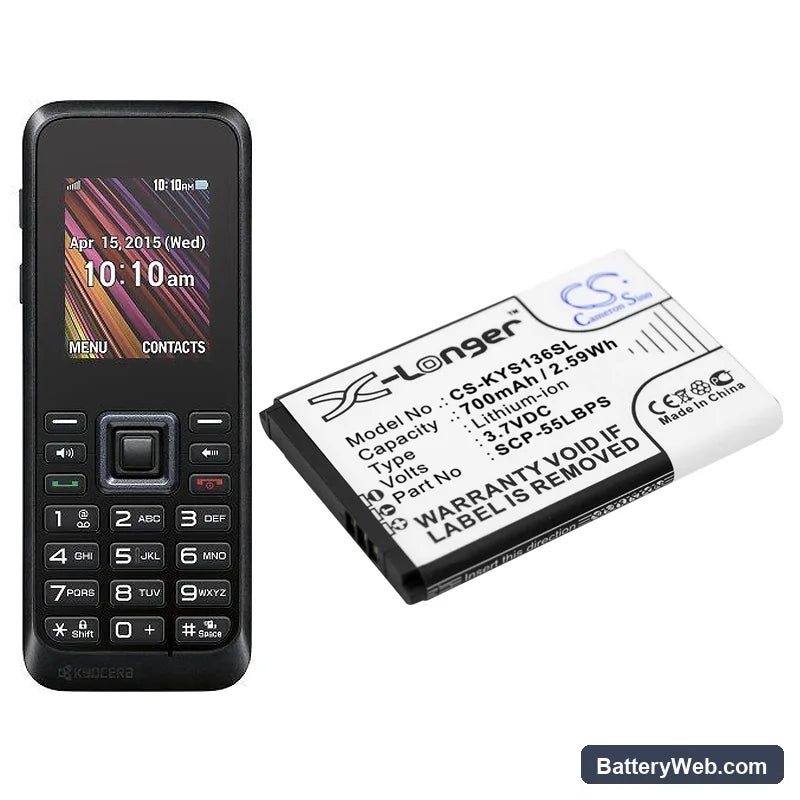 Kyocera JAX S1360 Replacement Battery, 3.7V, 700mAh, Li-ion 4