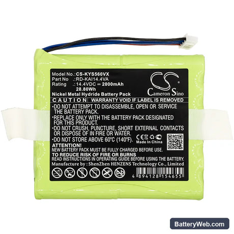 Kaily S560 Replacement Battery, 14.4V, 2000mAh, Ni-MH 3