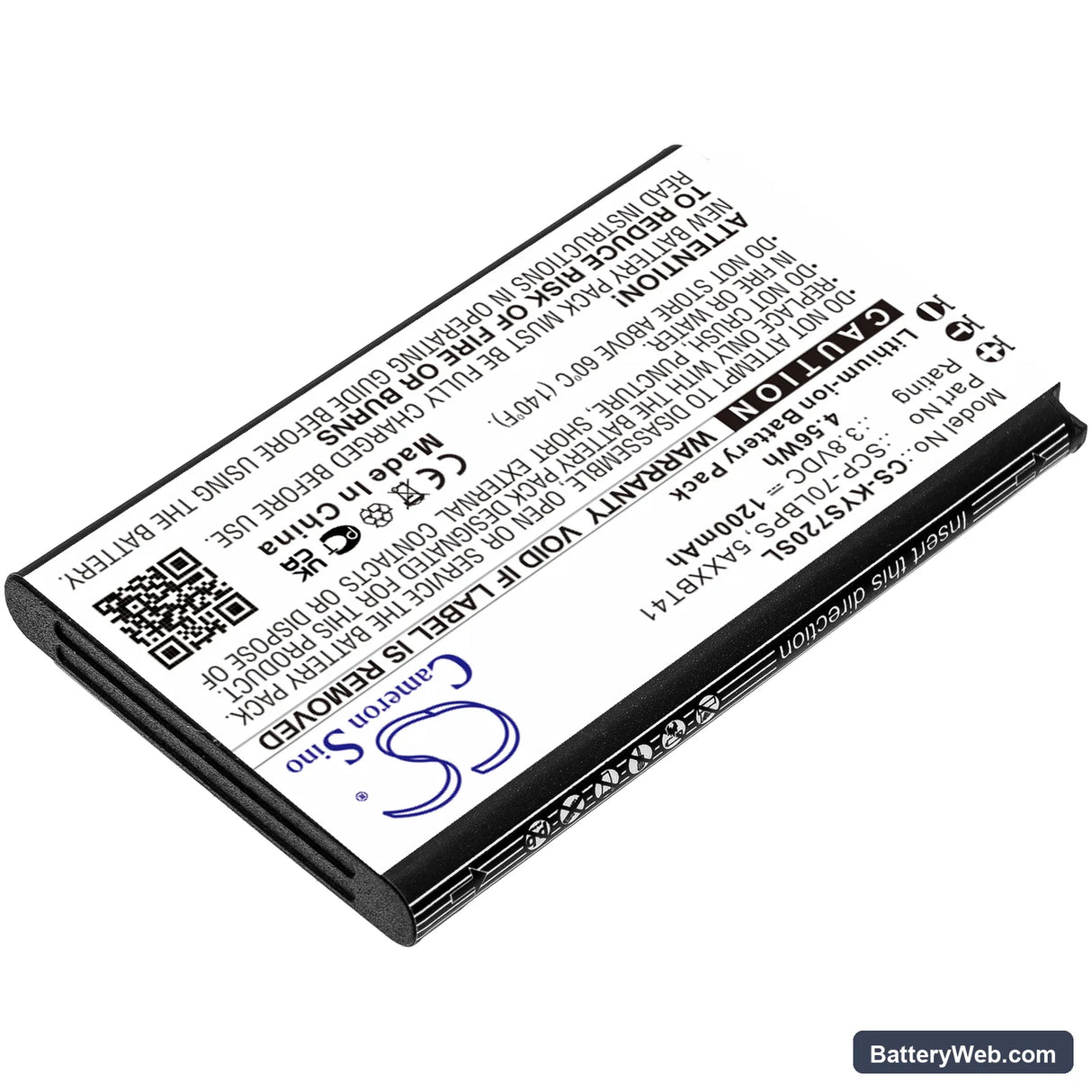 Kyocera Cadence LTE Replacement Battery, 3.8V, 1200mAh, Li-ion 2