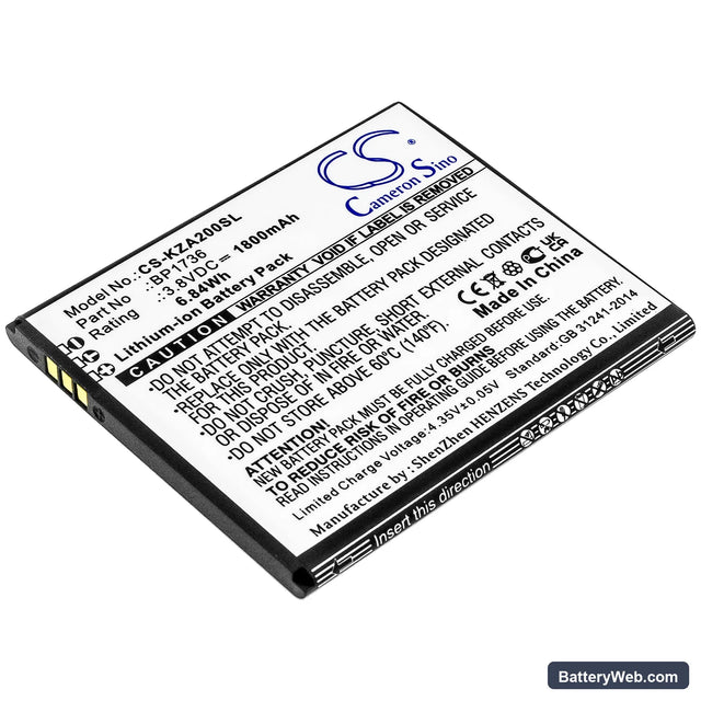 Kazuna eTalk MYFLIX Replacement Battery, 3.8V, 1800mAh, Li-ion 1