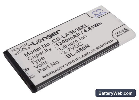 LG Optimus M+ Replacement Battery, 3.7V, 1300mAh, Li-ion 2