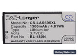LG Optimus M+ Replacement Battery, 3.7V, 1300mAh, Li-ion 5