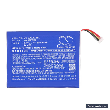 Launch Diagnostic Scanner X431 Pad 2 Replacement Battery, 3.7V, 12000mAh, Li-Polymer 3