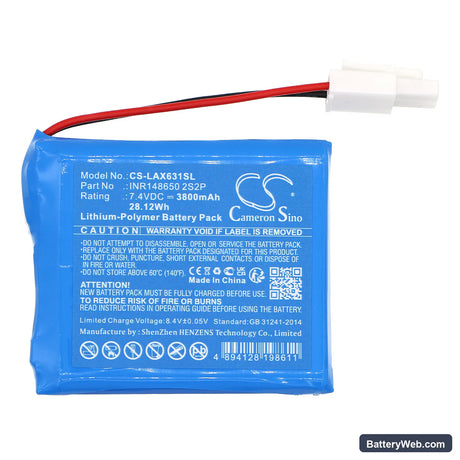 Launch X631 Replacement Battery, 7.4V, 3800mAh, Li-Polymer 3