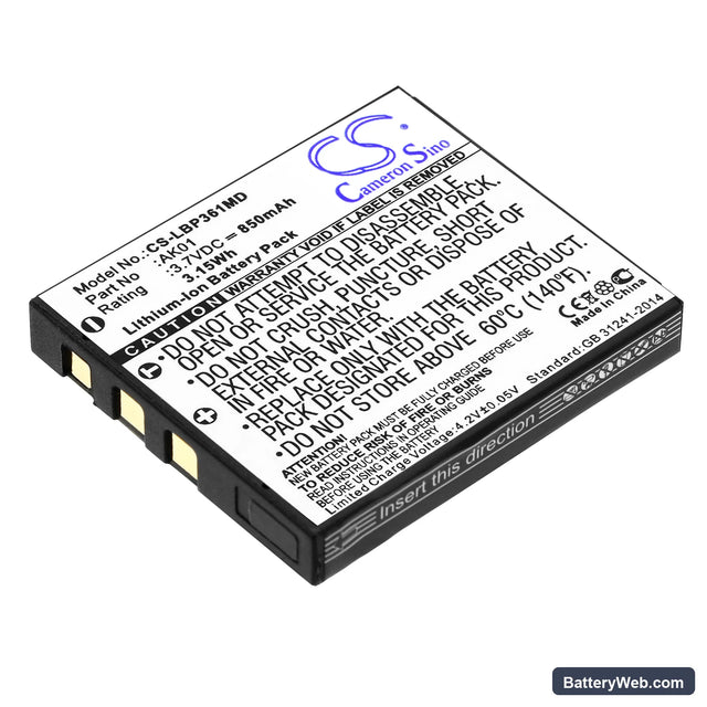 Labnet single Replacement Battery, 3.7V, 850mAh, Li-ion 1