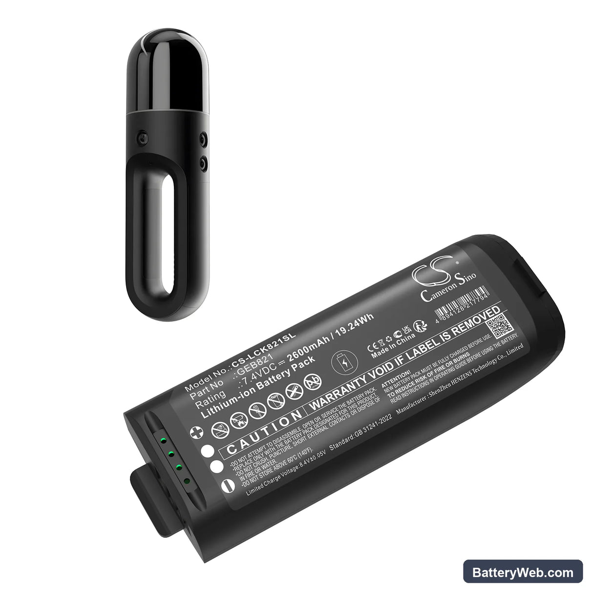 Leica BLK2GO Replacement Battery, 7.4V, 2600mAh, Li-ion 6