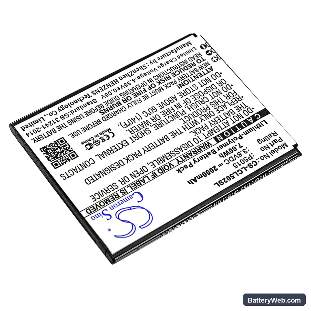 Logicom L-ITE 502 Replacement Battery, 3.8V, 2000mAh, Li-Polymer 2