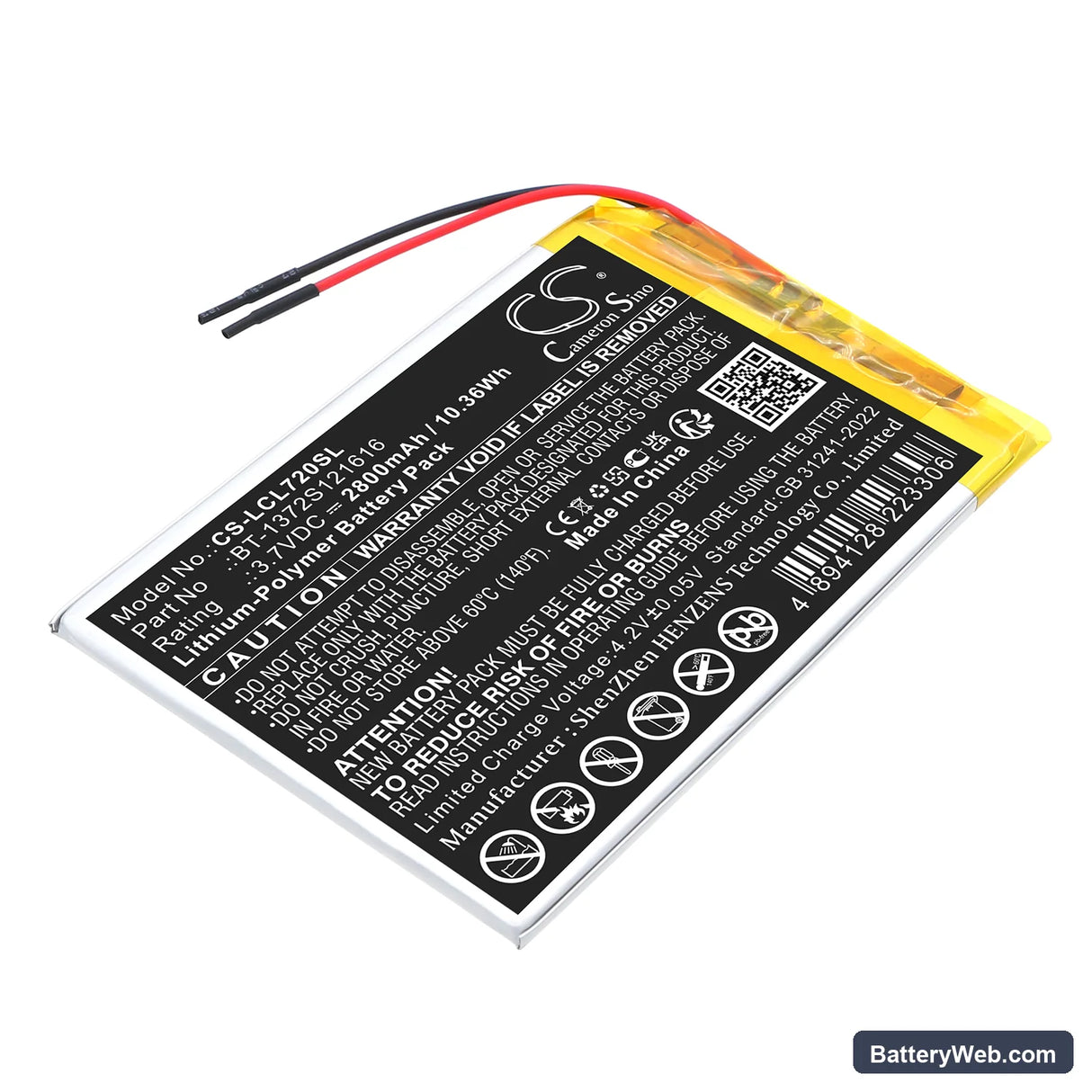 Polaroid MIDS747PXE Replacement Battery, 3.7V, 2800mAh, Li-Polymer 1