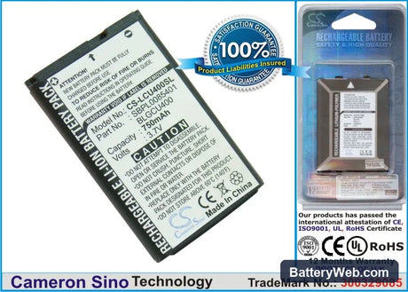 LG CU400 Replacement Battery, 3.7V, 750mAh, Li-ion 1
