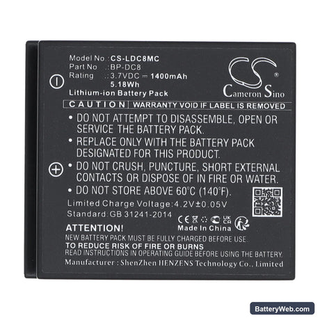 Leica X1 Replacement Battery, 3.7V, 1400mAh, Li-ion 5