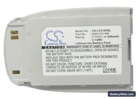 LG F2100 Replacement Battery, 3.7V, 850mAh, Li-ion 5