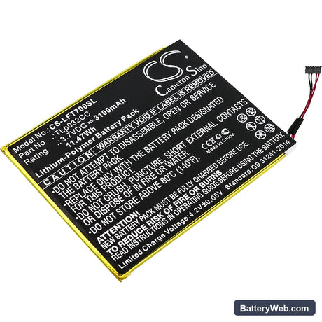 Alcatel One Touch Pixi 8 8.0 3G Replacement Battery, 3.7V, 3100mAh, Li-Polymer 1