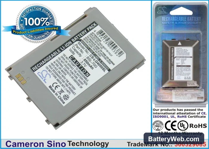 LG G4050 Replacement Battery, 3.7V, 850mAh, Li-ion 1