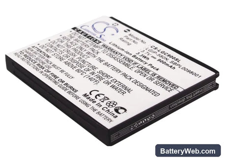 LG GC900 Replacement Battery, 3.7V, 900mAh, Li-ion 2