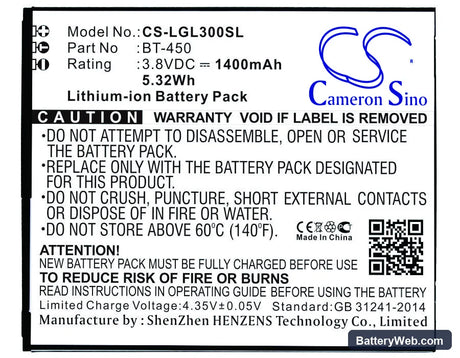 Leagoo Lead 3 Replacement Battery, 3.8V, 1400mAh, Li-ion 1