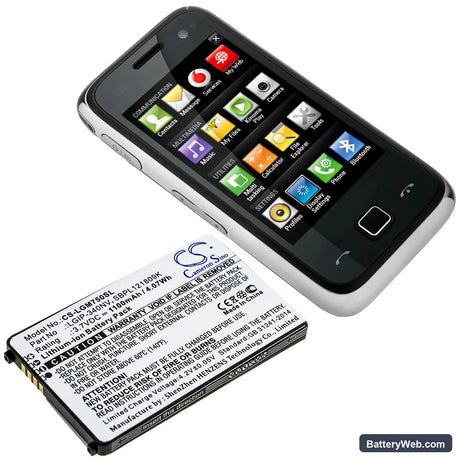 LG GM750 Replacement Battery, 3.7V, 1100mAh, Li-ion 4