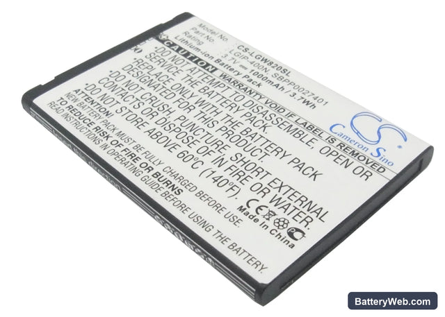 LG GW820 Replacement Battery, 3.7V, 1000mAh, Li-ion 1