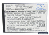 LG GW820 Replacement Battery, 3.7V, 1000mAh, Li-ion 5