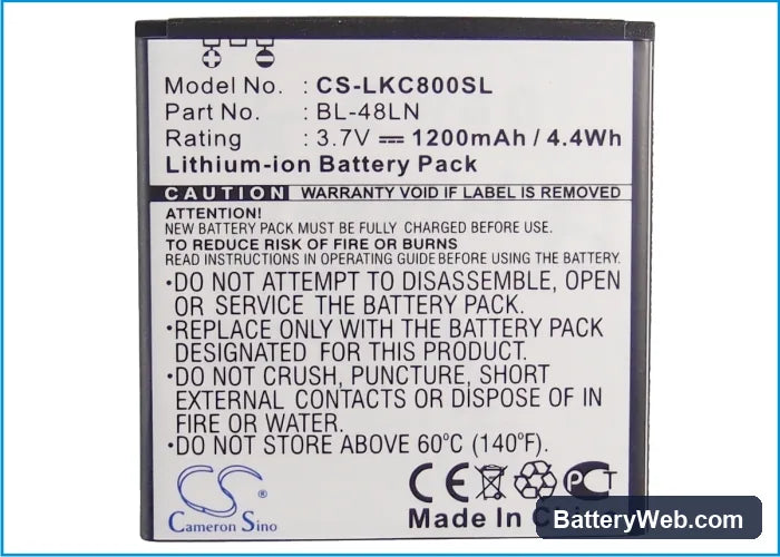 T-Mobile myTouch Q Replacement Battery, 3.7V, 1200mAh, Li-ion 5
