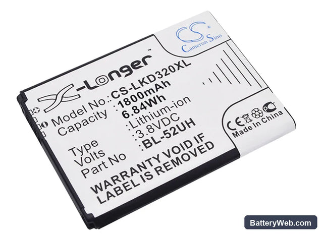 LG D320 Replacement Battery, 3.8V, 1800mAh, Li-ion 1