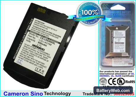 LG KE600 Replacement Battery, 3.7V, 850mAh, Li-ion 1