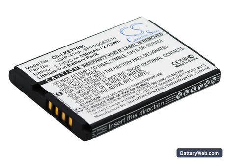 LG KE770 Replacement Battery, 3.7V, 550mAh, Li-ion 2
