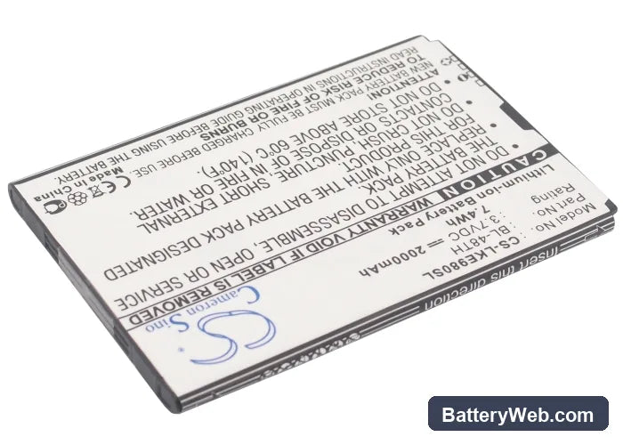 LG E940 Replacement Battery, 3.7V, 2000mAh, Li-ion 2