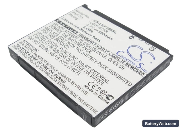 LG KF350 Replacement Battery, 3.7V, 800mAh, Li-ion 1