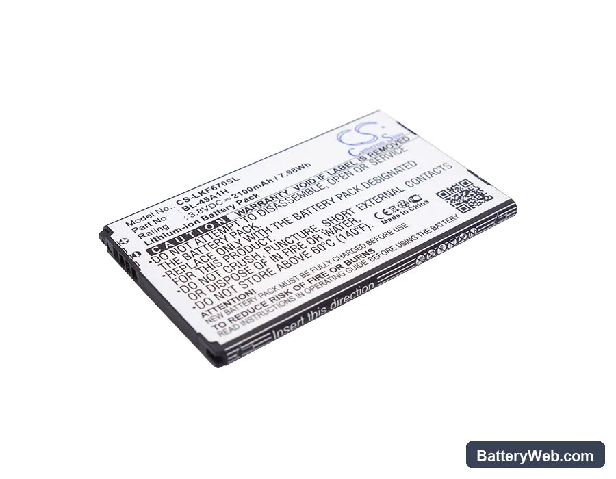 LG K10 Replacement Battery, 3.8V, 2100mAh, Li-ion 1