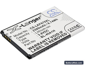 LG K10 Replacement Battery, 3.8V, 2300mAh, Li-ion 1