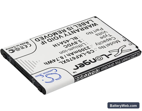 LG K10 Replacement Battery, 3.8V, 2300mAh, Li-ion 2