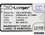 LG K10 Replacement Battery, 3.8V, 2300mAh, Li-ion 5