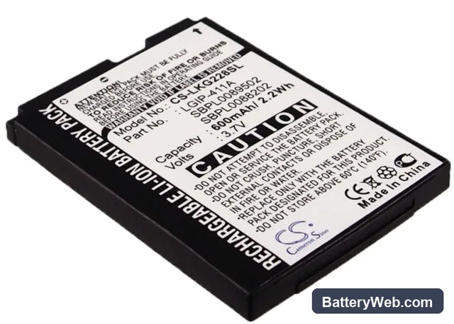LG KG288 Replacement Battery, 3.7V, 600mAh, Li-ion 1