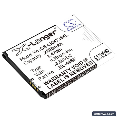 LG G4 Beat Replacement Battery, 3.85V, 2200mAh, Li-ion 1