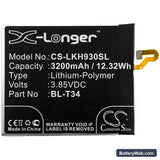 LG V30 Replacement Battery, 3.85V, 3200mAh, Li-Polymer 3