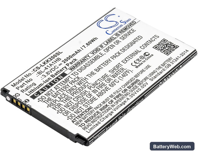 LG X Style Replacement Battery, 3.8V, 2000mAh, Li-ion 1