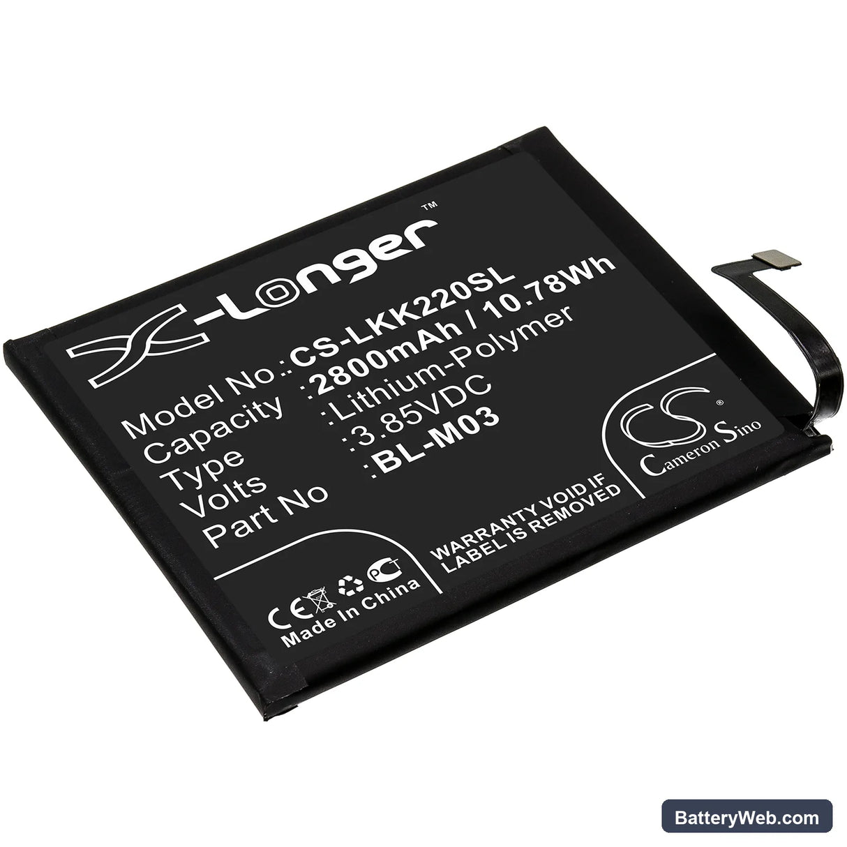 LG K22 2020 Replacement Battery, 3.85V, 2800mAh, Li-Polymer 1