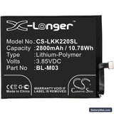 LG K22 2020 Replacement Battery, 3.85V, 2800mAh, Li-Polymer 3