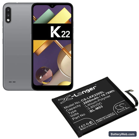 LG K22 2020 Replacement Battery, 3.85V, 2800mAh, Li-Polymer 5